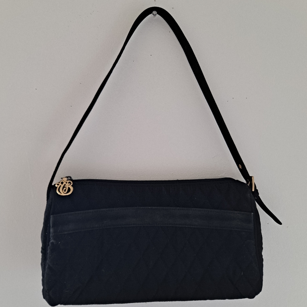 Vera Bradley Black diamond Quilted microfiber shoulder adjustable strap handbag